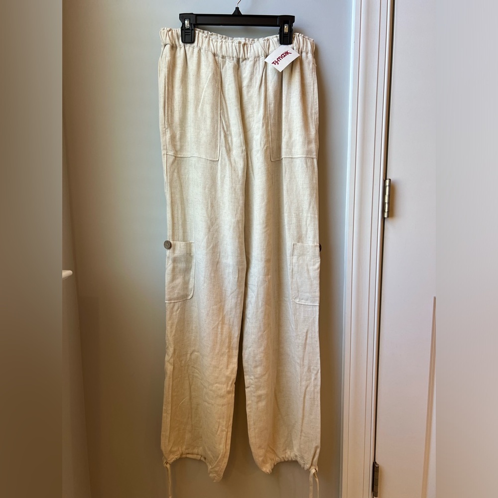 Love Tree Linen Pants - Beige - Size Medium